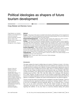 Political Ideologies As Shapers of Future Tourism Development