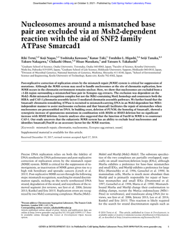 Nucleosomes Around a Mismatched Base Pair Are Excluded Via an Msh2-Dependent Reaction with the Aid of SNF2 Family Atpase Smarcad1