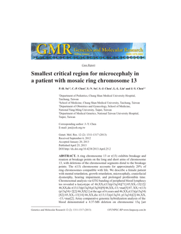 Smallest Critical Region for Microcephaly in a Patient with Mosaic Ring Chromosome 13