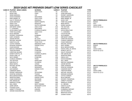 2019 Sage Hit Premier Draft Low Series Checklist