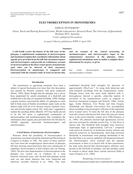 Electroreception in Monotremes