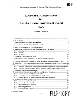 Environmental Assessment for Shanghai Urban Environment Project