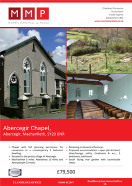 Abercegir Chapel, Abercegir, Machynlleth, SY20 8NR