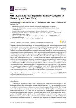 MIST1, an Inductive Signal for Salivary Amylase in Mesenchymal Stem Cells