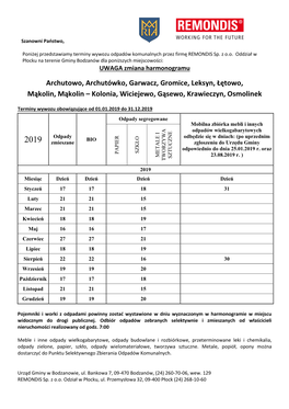 Archutowo, Archutówko, Garwacz, Gromice, Leksyn, Łętowo, Mąkolin, Mąkolin – Kolonia, Wiciejewo, Gąsewo, Krawieczyn, Osmolinek