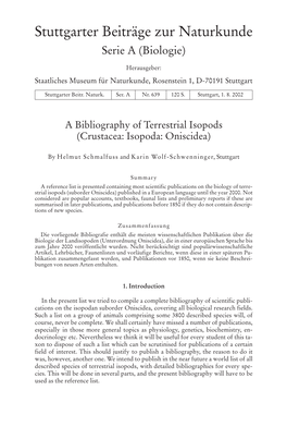 Stuttgarter Beiträge Zur Naturkunde Serie a (Biologie)