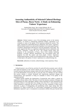 Assessing Authenticity of Selected Cultural Heritage Sites of Paoay, Ilocos Norte: a Study on Enhancing Visitors’ Experience