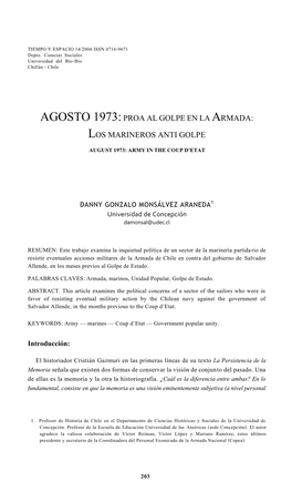 Agosto 1973:Proaalgolpeenla Armada