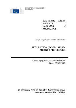 Qatar Airways / Alisarda / Meridiana Regulation