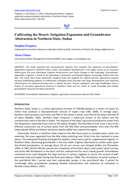 Irrigation Expansion and Groundwater Abstraction in Northern State, Sudan