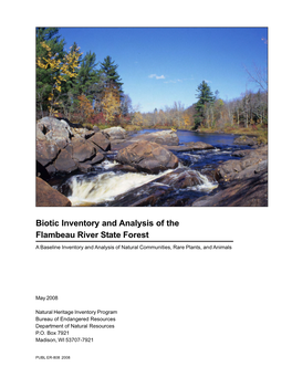 Biotic Inventory and Analysis of the Flambeau River State Forest