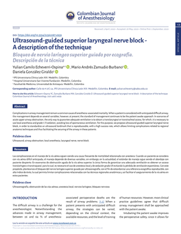 Ultrasound-Guided Superior Laryngeal Nerve Block