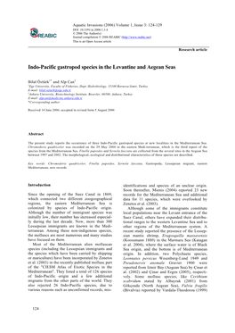 Indo-Pacific Gastropod Species in the Levantine and Aegean Seas