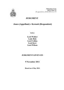 JUDGMENT Jones (Appellant) V Kernott (Respondent)