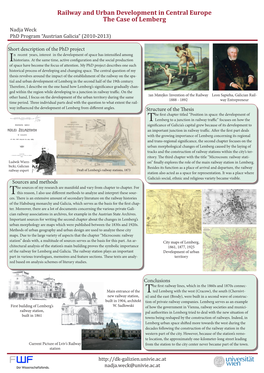 Railway and Urban Development in Central Europe the Case of Lemberg Nadja Weck Phd Program “Austrian Galicia” (2010-2013)