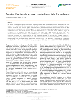 Paenibacillus Limicola Sp. Nov., Isolated from Tidal Flat Sediment