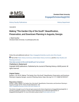 “The Garden City of the South”: Beautification, Preservation, and Downtown Planning in Augusta, Georgia