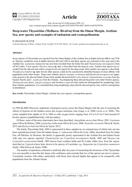 Deep-Water Thyasiridae (Mollusca: Bivalvia) from the Oman Margin, Arabian Sea, New Species and Examples of Endemism and Cosmopolitanism