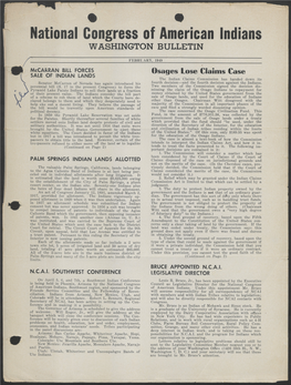 National Congress of American Indians WASHINGTON BULLETIN