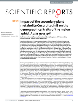 Impact of the Secondary Plant Metabolite Cucurbitacin B on The