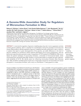 A Genome-Wide Association Study for Regulators of Micronucleus Formation in Mice