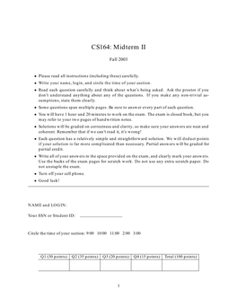 CS164: Midterm II