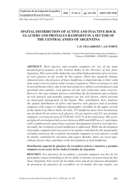 Spatial Distribution of Active and Inactive Rock Glaciers and Protalus Ramparts in a Sector of the Central Andes of Argentina