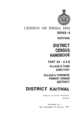 Village & Townwise Primary Census Abstract, Kaithal, Part