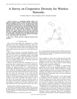 A Survey on Cooperative Diversity for Wireless Networks F