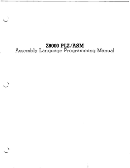 Z8000 PLZ/ASM Assembly Language Programming Manual