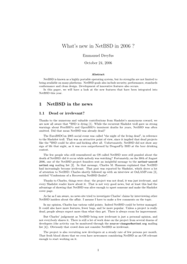 What's New in Netbsd in 2006 ?