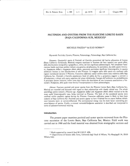 Pectinids and Oysters from the Pliocene Loreto Basin (Baja Caltfornta Sur, Mexico)