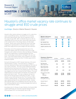 Houston's Office Market Vacancy Rate Continues to Struggle Amid $50