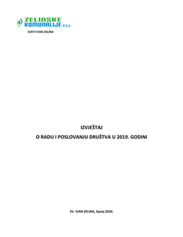 Izvještaj O Radu I Poslovanju Društva U 2019. Godini