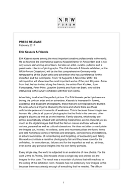 PRESS RELEASE Erik Kessels & Friends