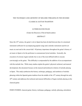 The Technique and Artistry of Melodic Phrasing in the Spanish