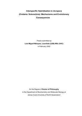 Interspecific Hybridization in Acropora (Cnidaria: Scleractinia): Mechanisms and Evolutionary Consequences