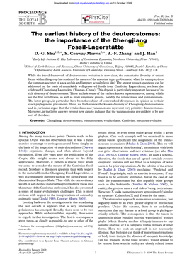 The Earliest History of the Deuterostomes: the Importance of the Chengjiang Fossil-Lagersta¨ Tte D.-G