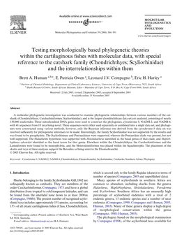 Testing Morphologically Based Phylogenetic Theories Within The