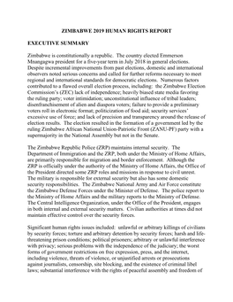 Zimbabwe 2019 Human Rights Report