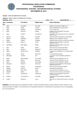 Secondary(Social Studies) September 29, 2019