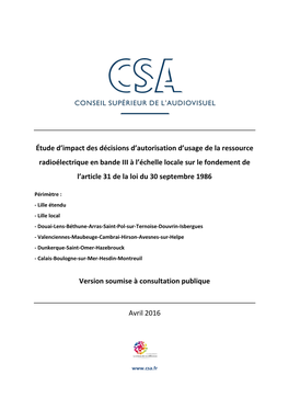 Etude De L'impact D'éventuelles Autorisations En Radio Numérique Terrestre À L'échelle Locale