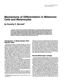 Mechanisms of Differentiation in Melanoma Cells and Melanocytes by Dorothy C