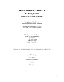 Long Canyon Mine Project