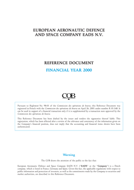 European Aeronautic Defence and Space Company Eads Nv Reference