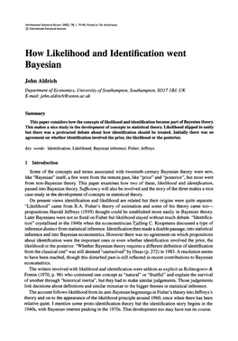 How Likelihood and Identification Went Bayesian