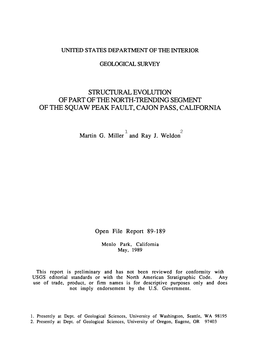 Structural Evolution of Part of the North-Trending Segment of the Squaw Peak Fault, Cajon Pass, California