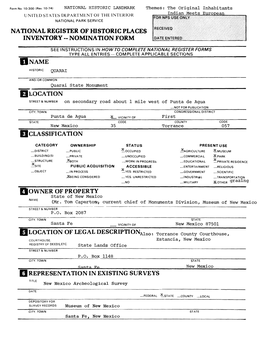 National Register of Historic Places Inventory -- Nomination Form