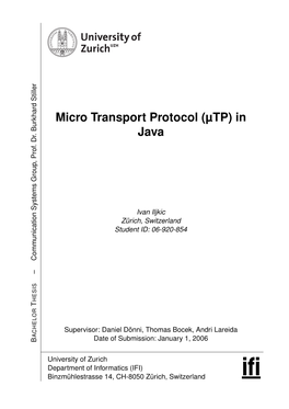 Micro Transport Protocol (Μtp) in Java