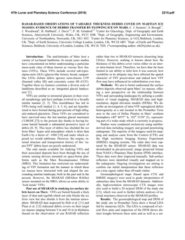 Radar-Based Observations of Variable Thickness Debris Cover on Martian Ice Masses: Evidence of Debris Transfer by Flowing Ice on Mars